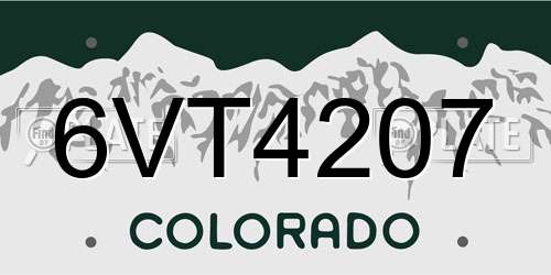 6VT4207 Colorado License Plate