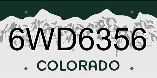 6WD6356 Colorado License Plate