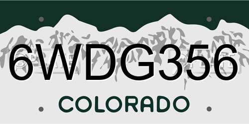 6WDG356 Colorado License Plate