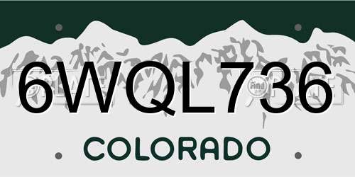 6WQL736 Colorado License Plate