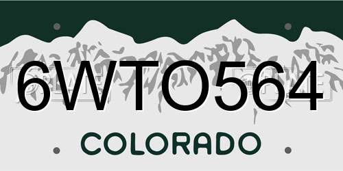 6WTO564 Colorado License Plate