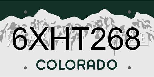 6XHT268 Colorado License Plate
