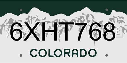 6XHT768 Colorado License Plate