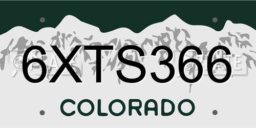 6XTS366 Colorado License Plate
