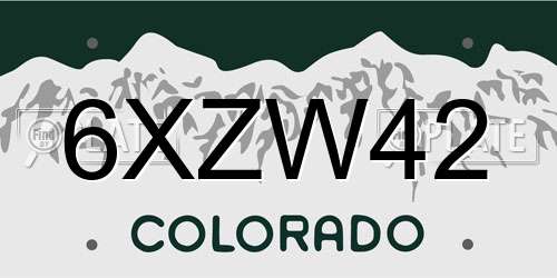 6XZW42 Colorado License Plate