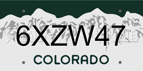 6XZW47 Colorado License Plate