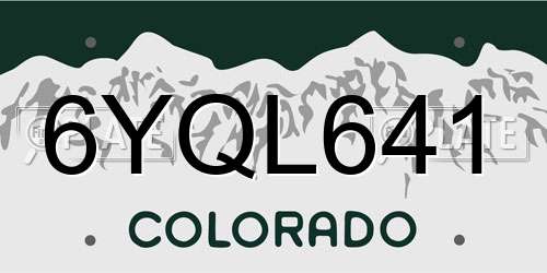 6YQL641 Colorado License Plate