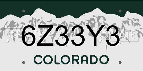 6Z33Y3 Colorado License Plate