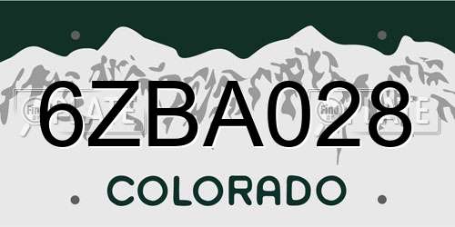 6ZBA028 Colorado License Plate