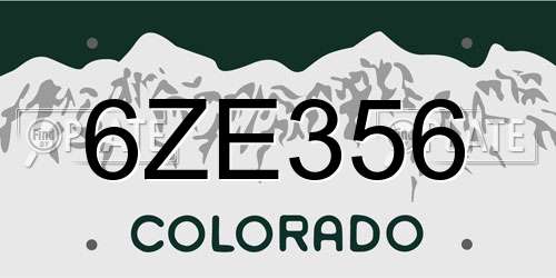 6ZE356 Colorado License Plate