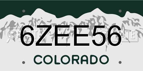 6ZEE56 Colorado License Plate