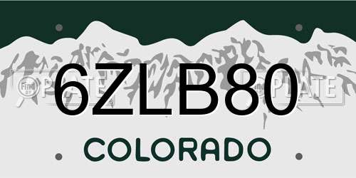 6ZLB80 Colorado License Plate