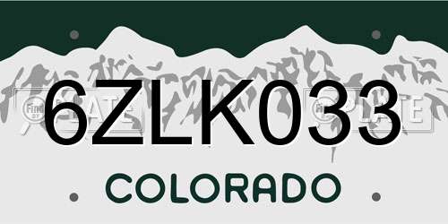6ZLK033 Colorado License Plate