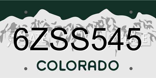 6ZSS545 Colorado License Plate
