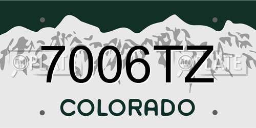 7006TZ Colorado License Plate