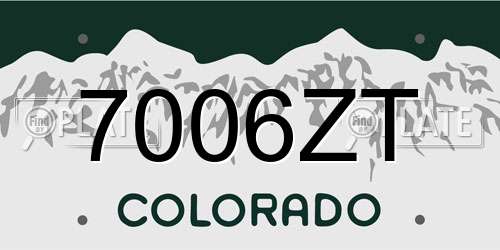 7006ZT Colorado License Plate