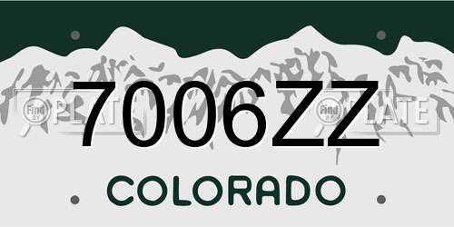 7006ZZ Colorado License Plate