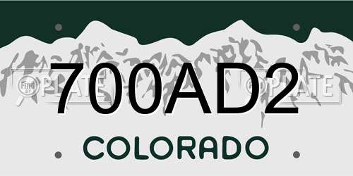700AD2 Colorado License Plate