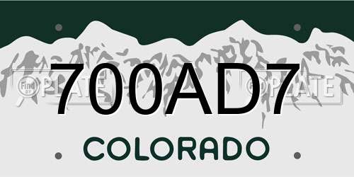 700AD7 Colorado License Plate