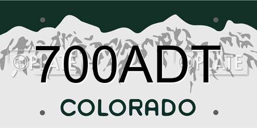 700ADT Colorado License Plate