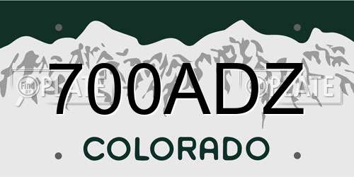 700ADZ Colorado License Plate