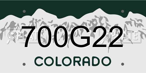 700G22 Colorado License Plate