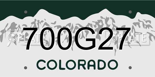 700G27 Colorado License Plate
