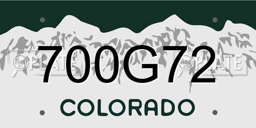 700G72 Colorado License Plate