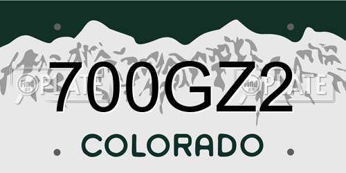 700GZ2 Colorado License Plate