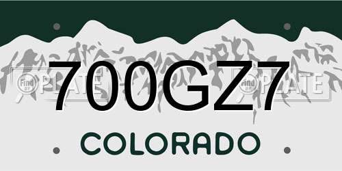 700GZ7 Colorado License Plate