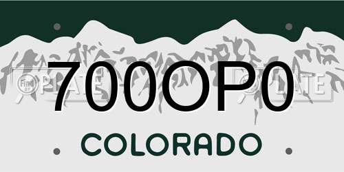 700OP0 Colorado License Plate