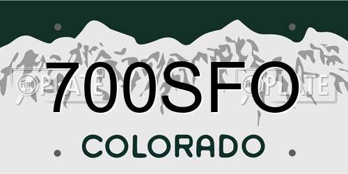 700SFO Colorado License Plate