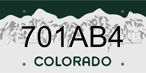 701AB4 Colorado License Plate
