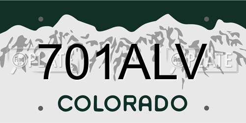 701ALV Colorado License Plate