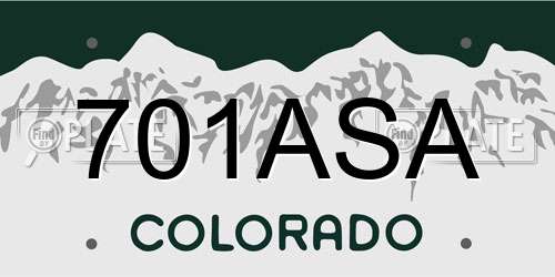 701ASA Colorado License Plate