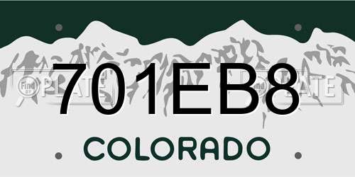 701EB8 Colorado License Plate