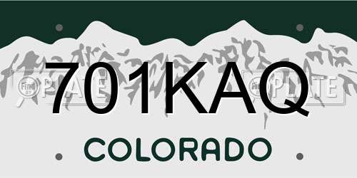 701KAQ Colorado License Plate
