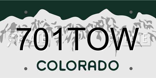 701TOW Colorado License Plate