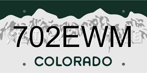 702EWM Colorado License Plate