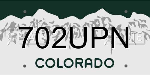 702UPN Colorado License Plate