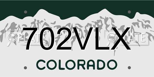 702VLX Colorado License Plate