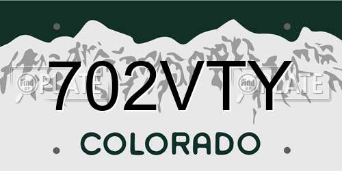 702VTY Colorado License Plate