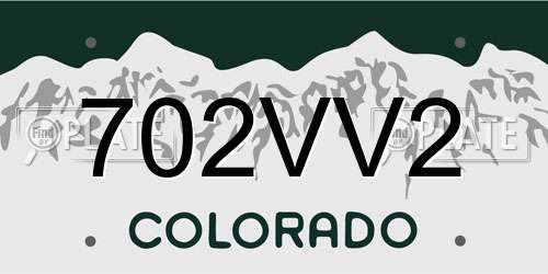 702VV2 Colorado License Plate