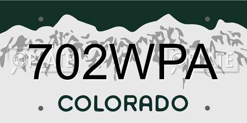 702WPA Colorado License Plate