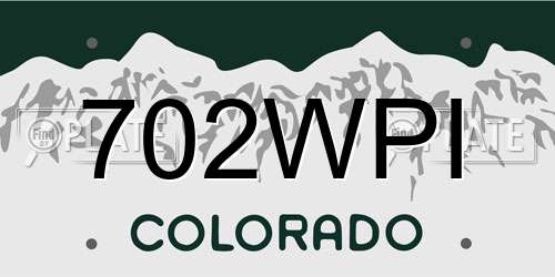 702WPI Colorado License Plate