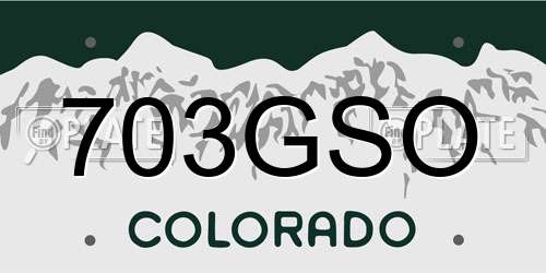 703GSO Colorado License Plate