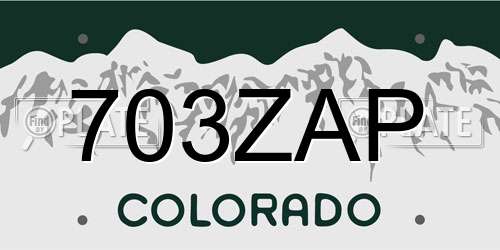 703ZAP Colorado License Plate