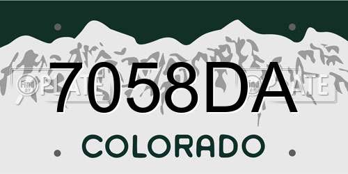 7058DA Colorado License Plate