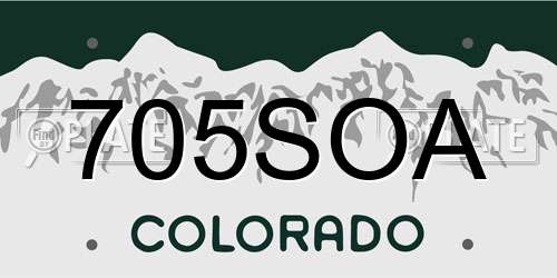 705SOA Colorado License Plate