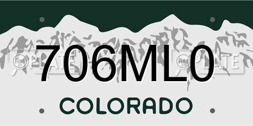 706ML0 Colorado License Plate